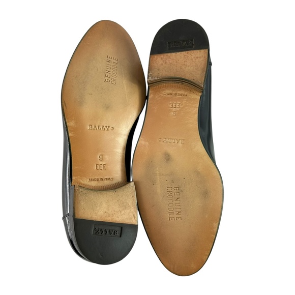 HTF Vintage BALLY Lucio Black Leather and Crocodile Loafers Shoes 9 EEE main image 11